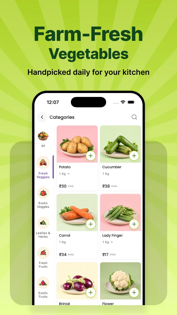 Tazoo farm-fresh vegetables product listing
